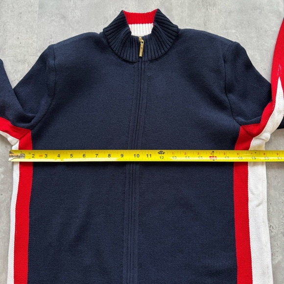 St. John Sport Wool Zip Sweater Jacket Navy Petite - Picture 8 of 10